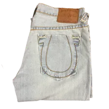 True Religion "Bobby Super T" 37X31 Made In USA Light Wash Jeans